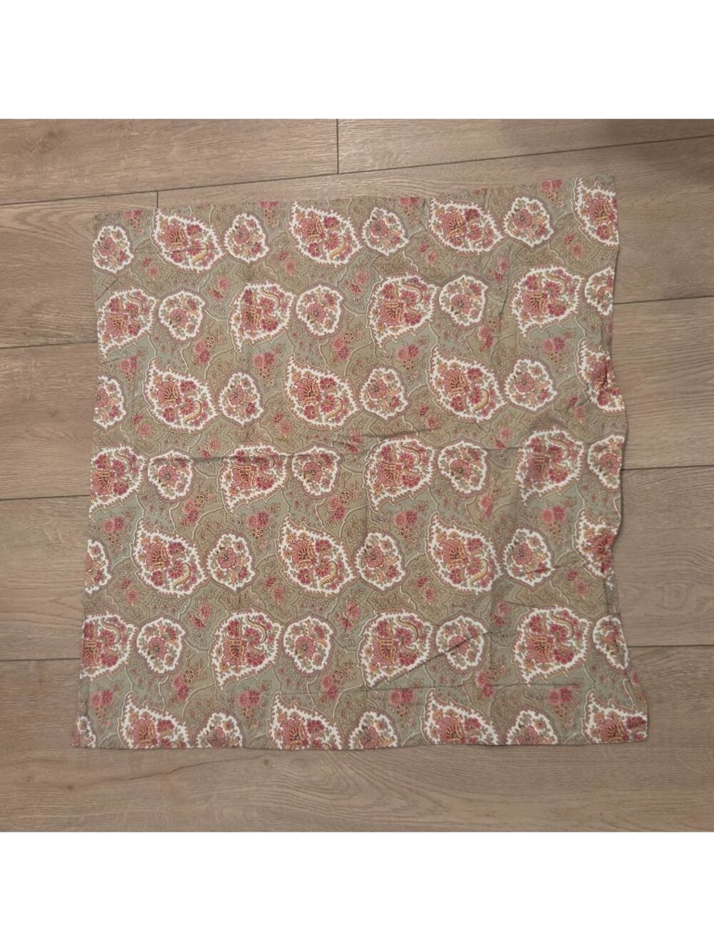 Pottery Barn Green & Pink Paisley Cotton Euro Pillow 30x30 Sham